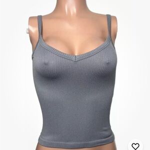 Gray Ribbed Women's Top